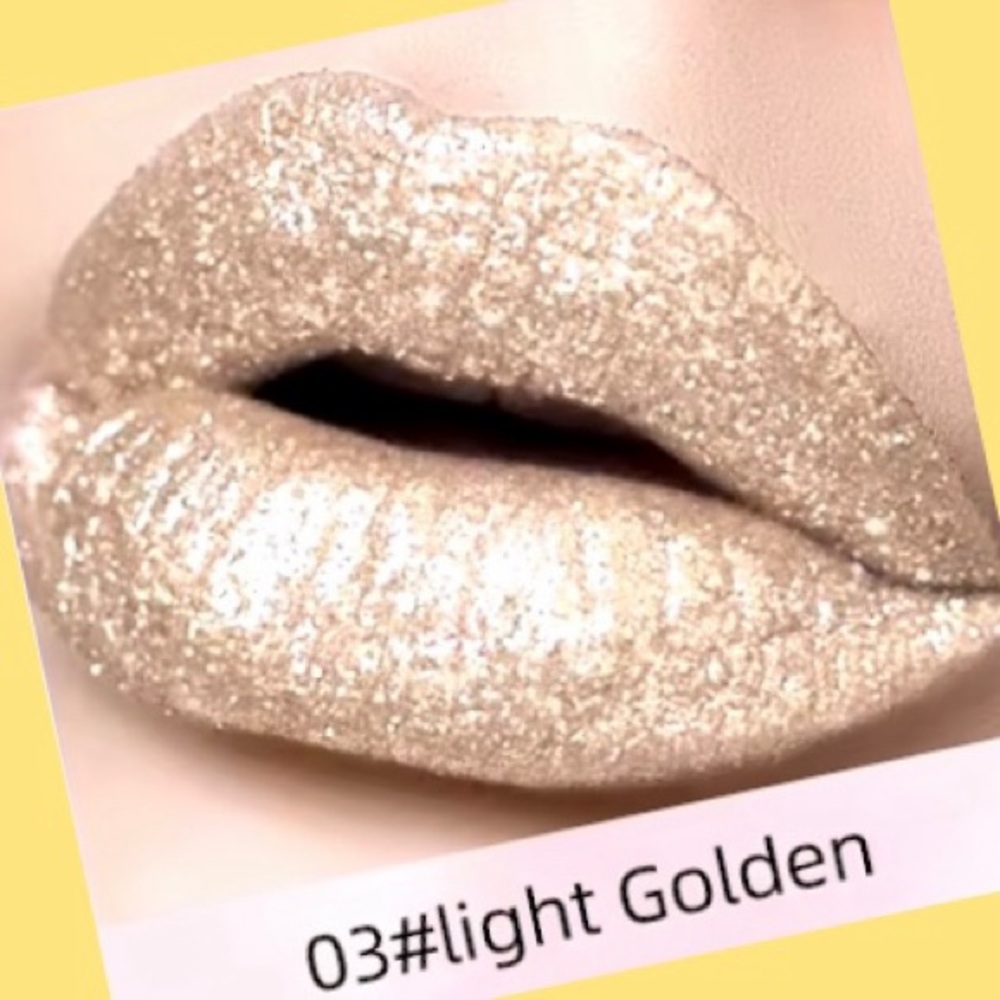 Light Golden Glitter Diamond Liquid Lipstick/Waterproof/Long Lasting Pearl Shiny